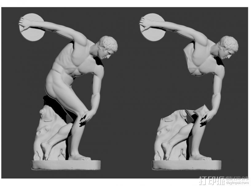 掷铁饼者摆件 3D打印模型渲染图