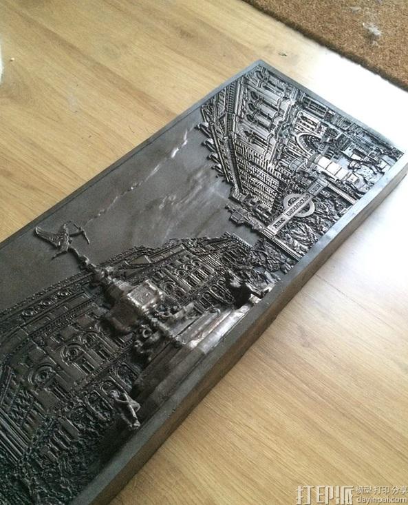 英国艺术家用3D打印技术制作伦敦街景青铜浮雕.jpg