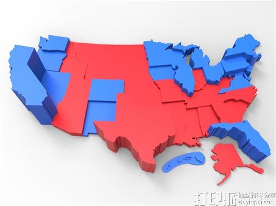 创客3D打印美国选举团地图 帮助学生了解选举.jpg 创客3D打印美国选举团地图 帮助学生了解选举.jpg