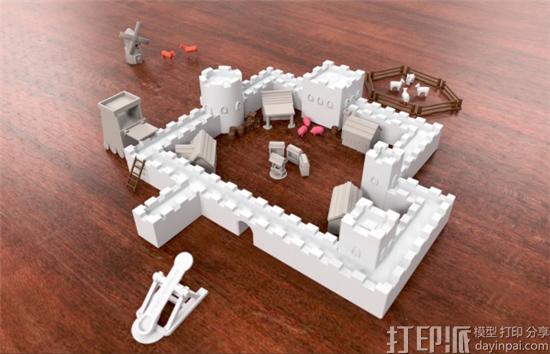 创客3D打印中世纪城堡积木玩具 模型文件可免费下载
