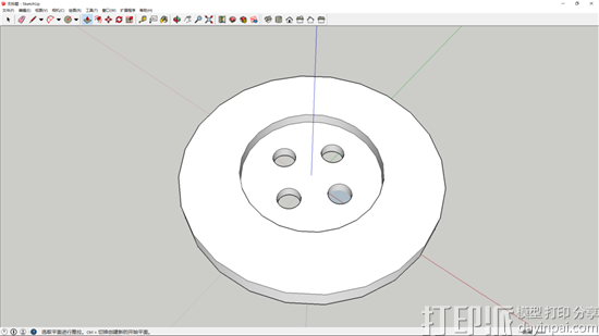 SketchUp建模教程：绘制一个纽扣的3D模型