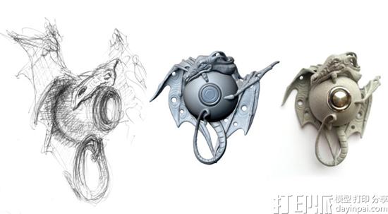 德国设计师制作出超酷的3D打印铝质龙形门铃盒 众筹价79欧元