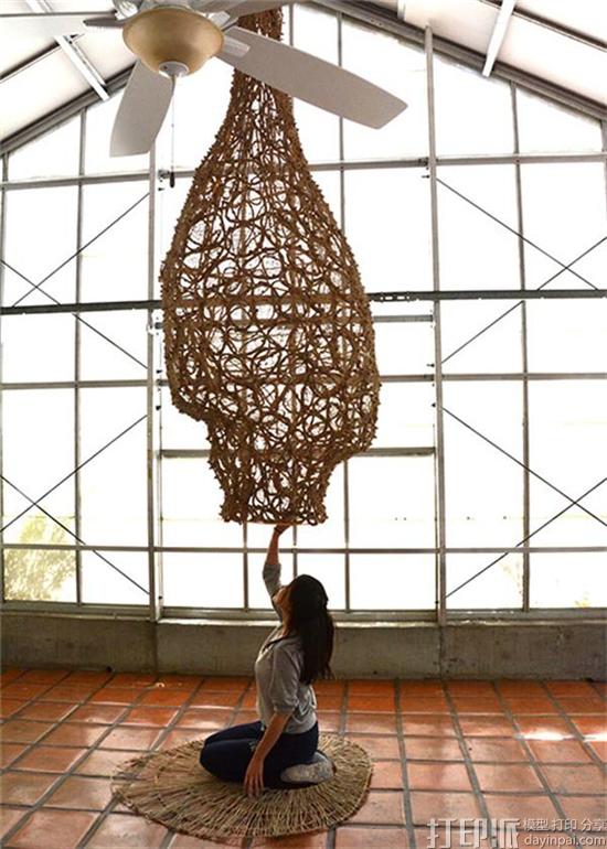 加州大学植物园展出3D打印巨型鸟巢  由木材和天然纤维制成