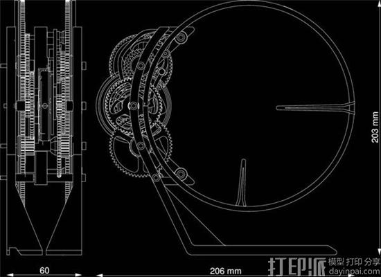 创客设计并3D打印出双色简约款式的3D打印时钟TORLO