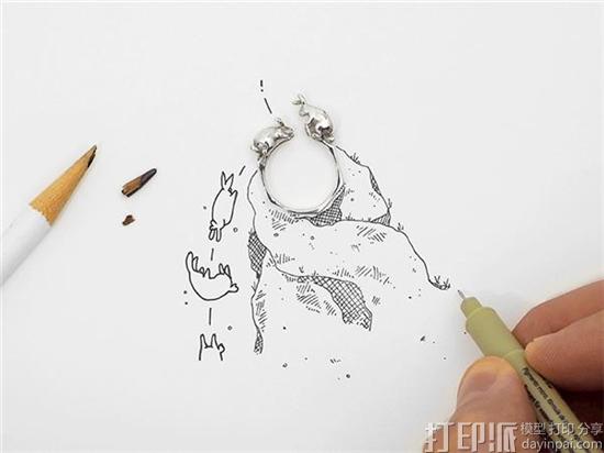 纽约设计师发布最新首饰作品——兔子和建筑主题的3D打印戒指