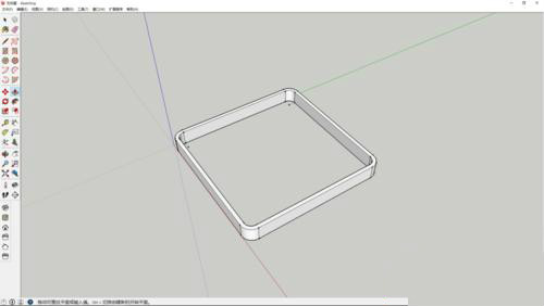 sketchup建模教程：绘制一个金属的圆角正方体环