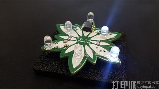 时尚与科技 荷兰设计师3D打印三种不同灯光的雪绒花项链