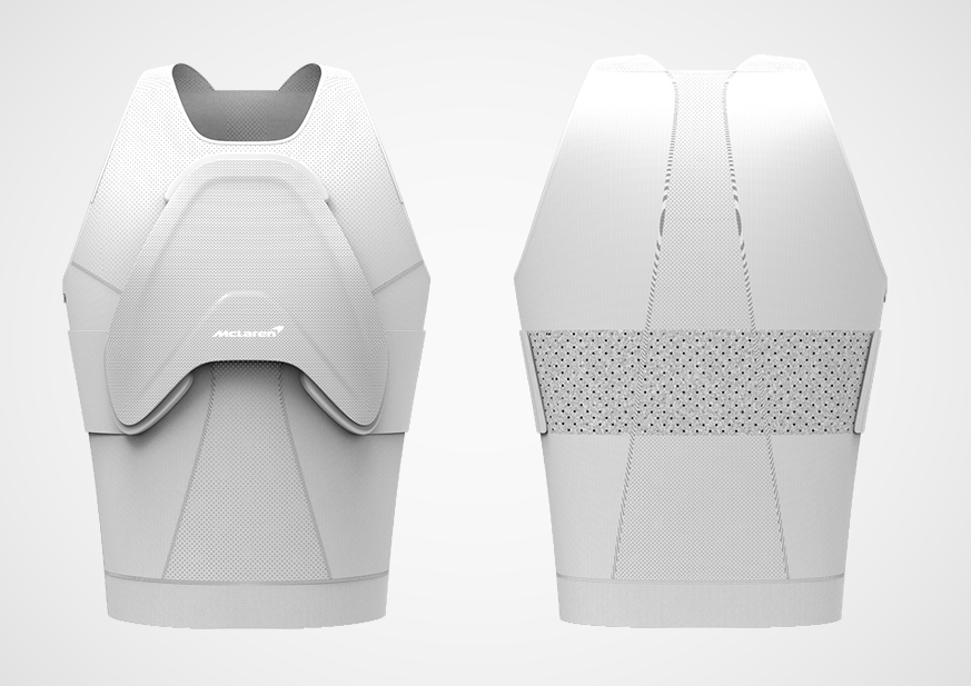 迈凯轮借助3D打印技术开发出保护赛车手的可穿戴的盔甲“盾牌”