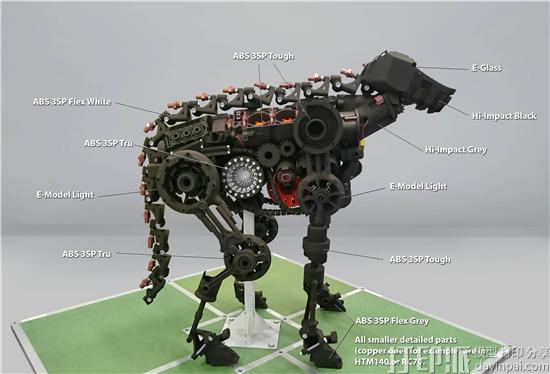 EnvisionTEC在TCT展上展示由多个3D打印机打印的零件组成的机械狗