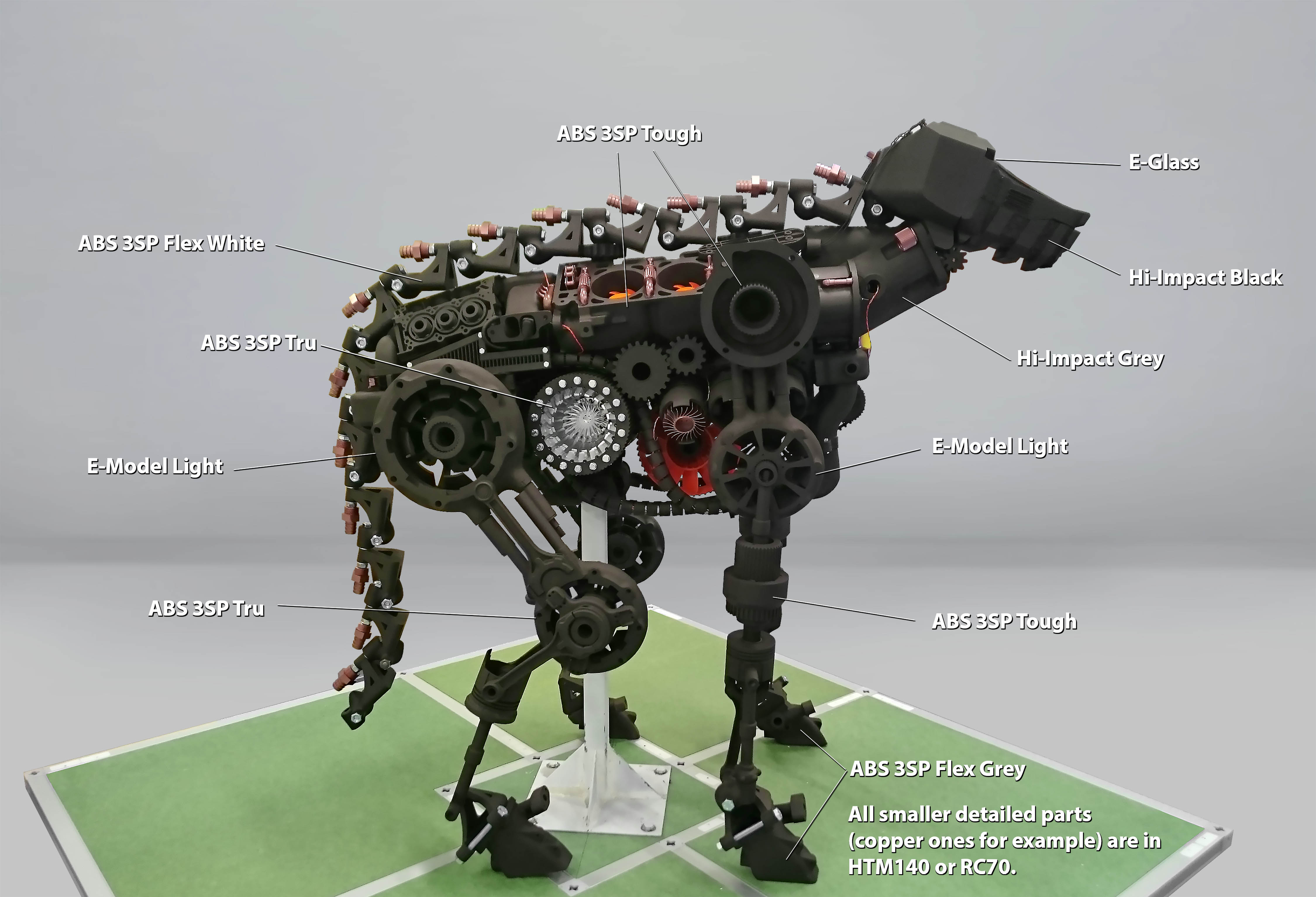 EnvisionTEC在TCT展上展示由多个3D打印机打印的零件组成的机械狗