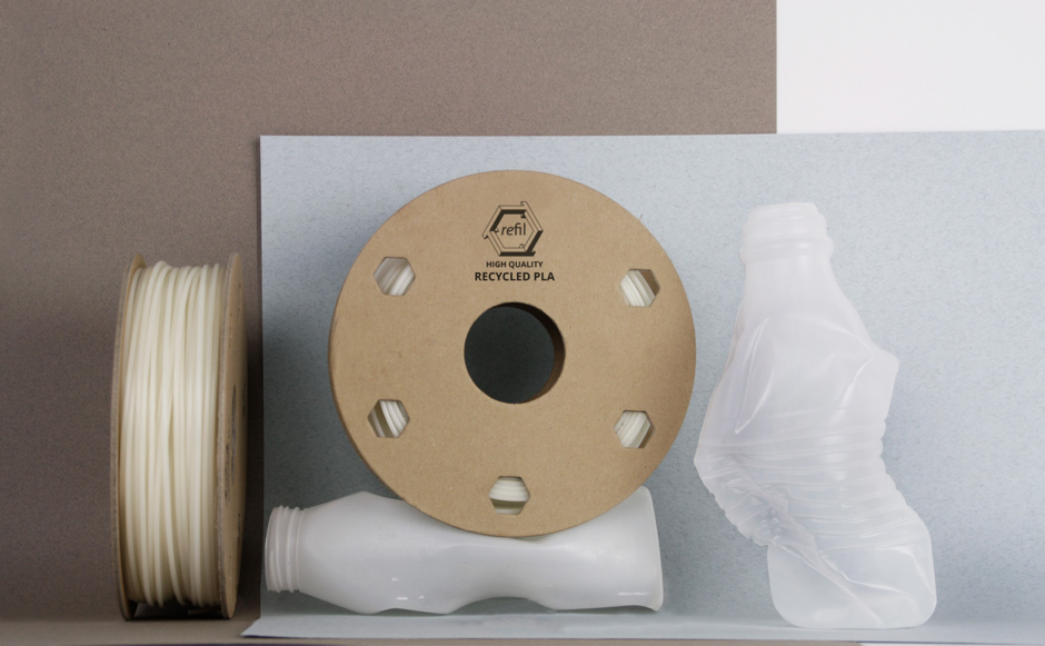 Refil推出由回收酸奶瓶制成制成的PLA 3D打印线材 线轴来自再生纸板
