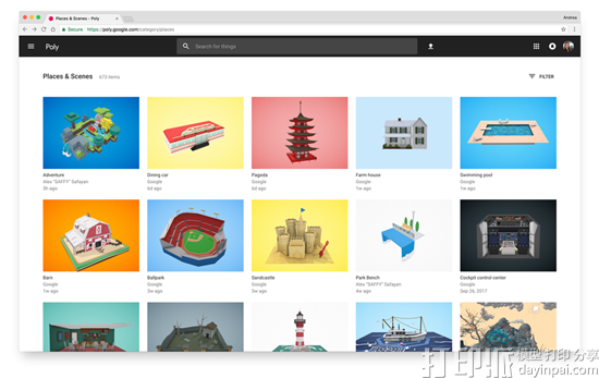Google推出针对AR和VR应用的免费3D对象库Poly