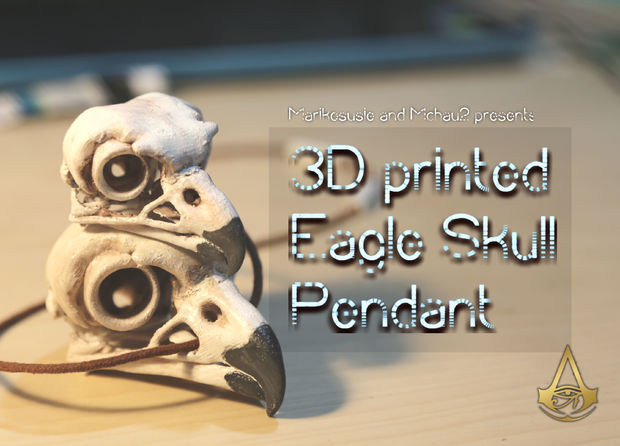 美国创客用制作3D打印的《刺客信条》中秃鹰头骨的情侣吊坠